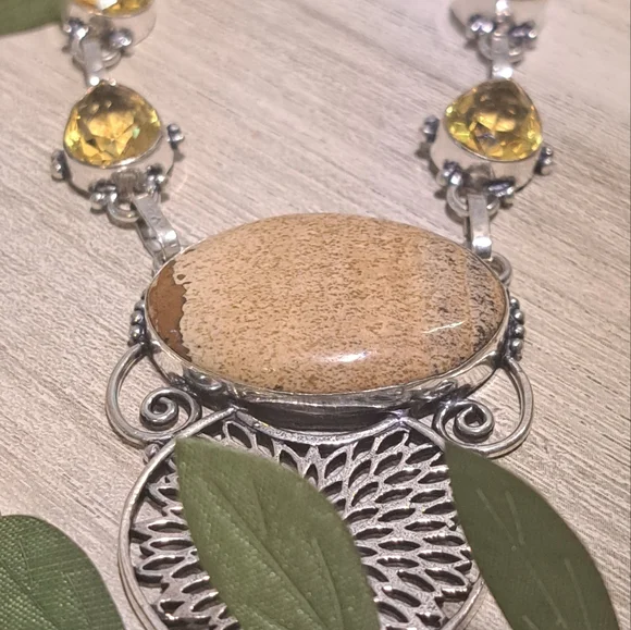 Natural Jasper Citrine Bohemian Necklace - Picture 5 of 5